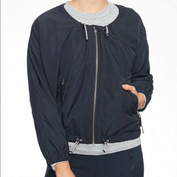 EUC Athleta Navy Blue Chill Bomber Sporty Jacket - Picture 1 of 15